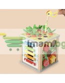 Дървен многофункционален сортер куб 5в1